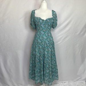 ASTR The Label Soho Floral Sweetheart Puff Sleeve Midi Dress